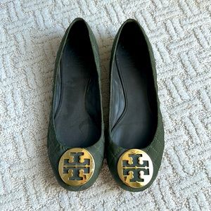 Tory Burch green quilted ballet flat- size 10